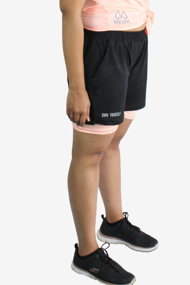 MEOM Shorts - Black and Peach