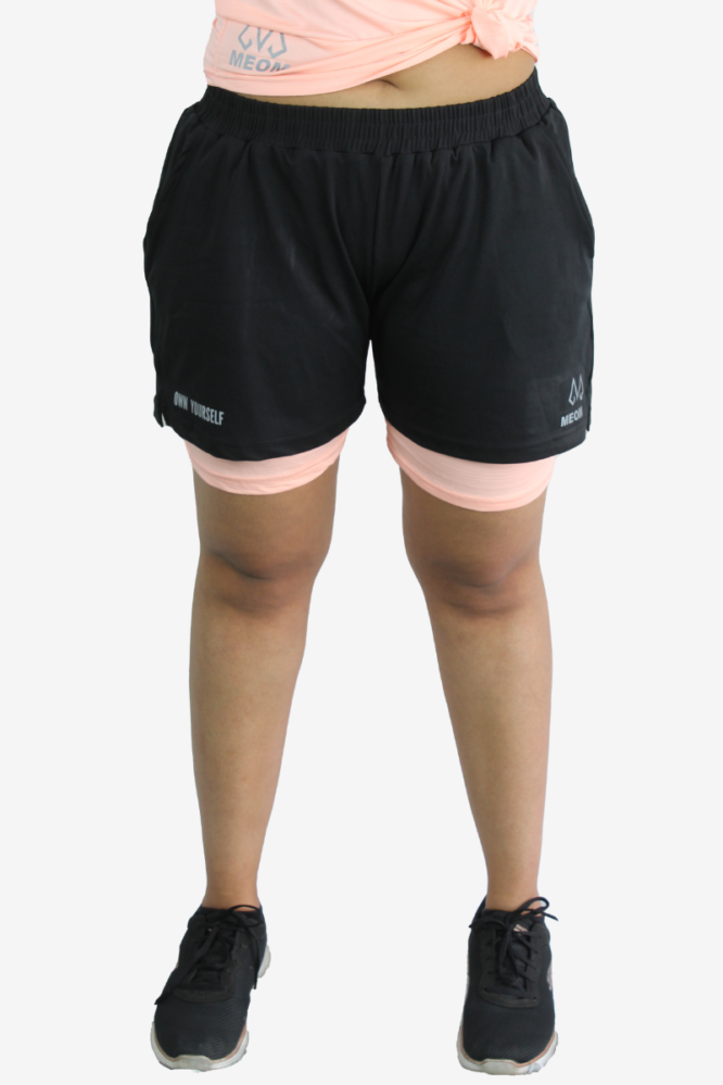 MEOM Shorts - Black and Peach